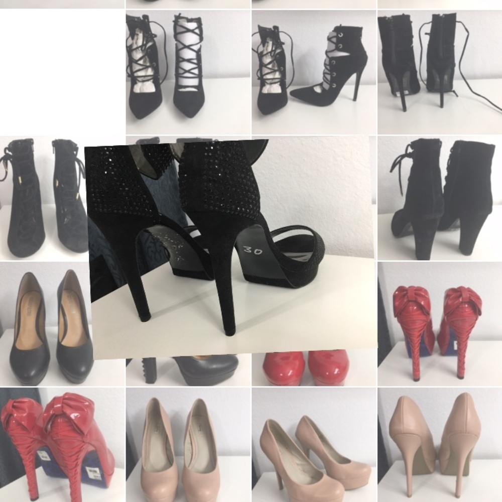Black high heels.